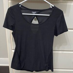 Old Navy Black Short Sleeve Scoop Neck Active Top with Keyhole Back